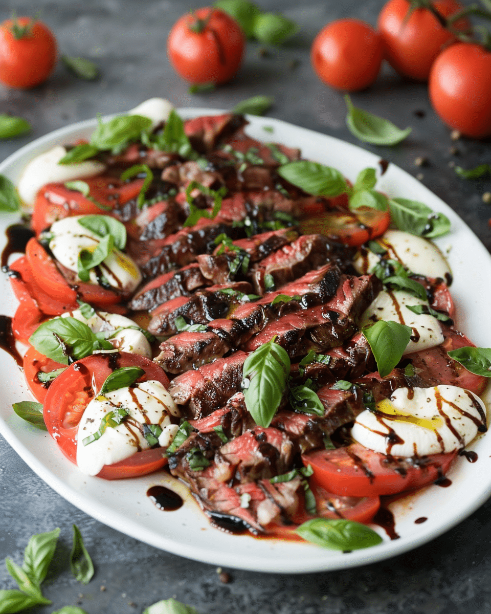 Balsamic Grilled Flank Steak Caprese