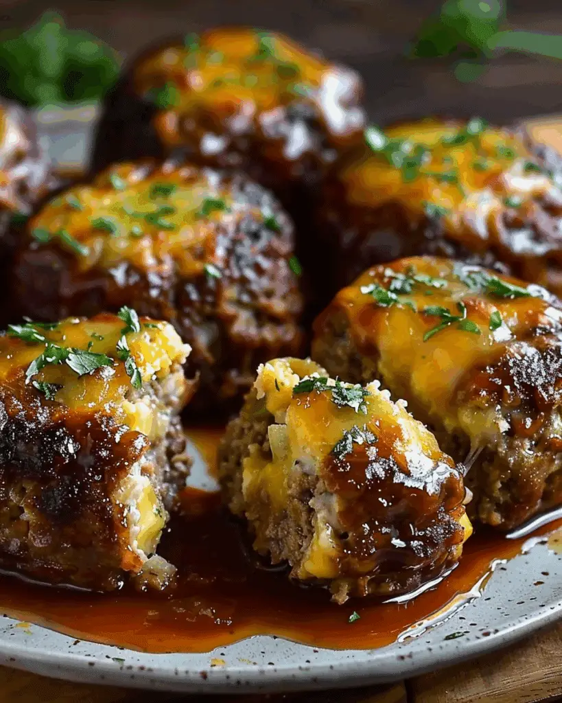 Cheesy Stuffed Meatloaf Bites