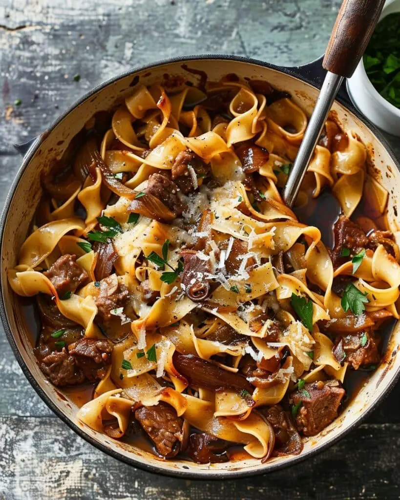 French Onion Beef and Noodles