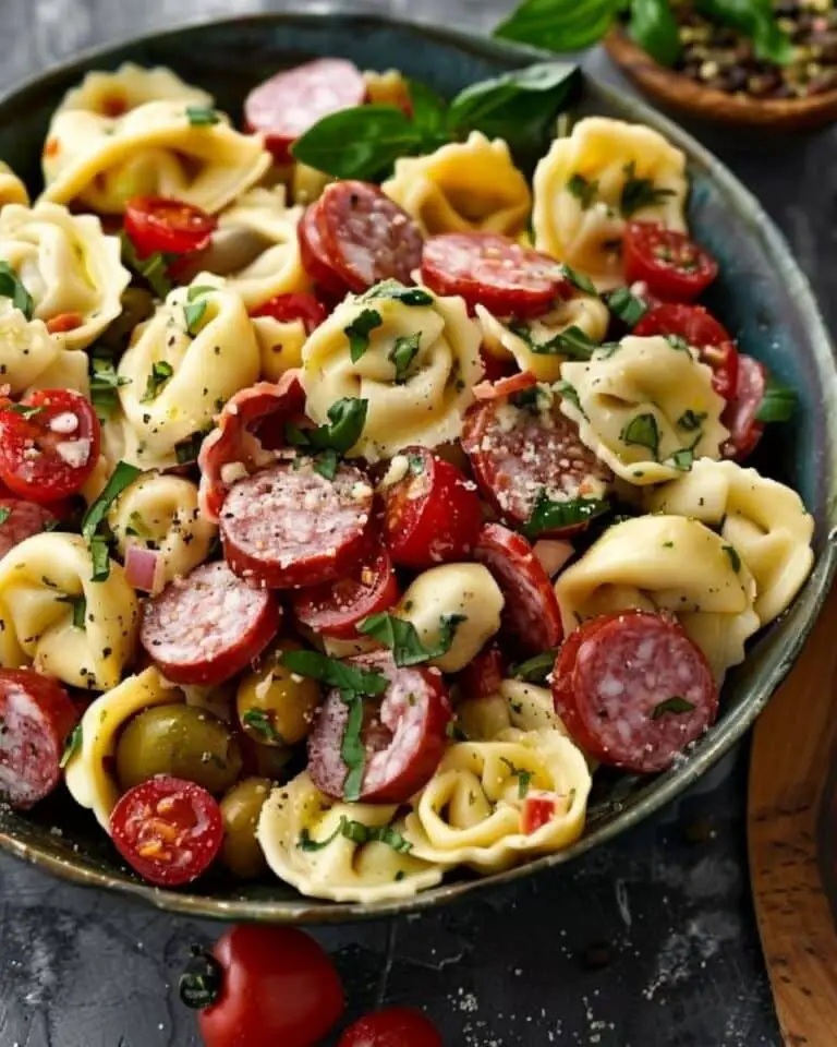Salami Mozzarella Tortellini Pasta Salad