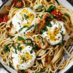 Chicken Spaghetti with Burrata and Lemon Butter Garlic Sauce