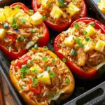 Teriyaki Pineapple Chicken Rice Stuffed Peppers