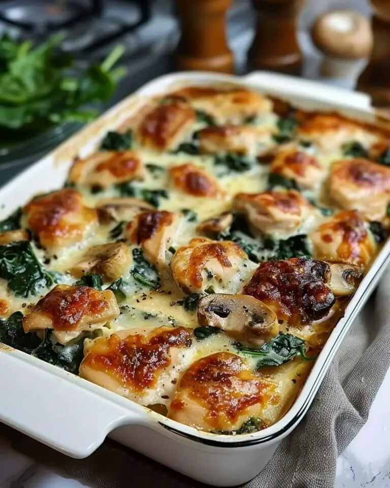 Chicken Spinach and Mushroom Low Carb Oven Dish
