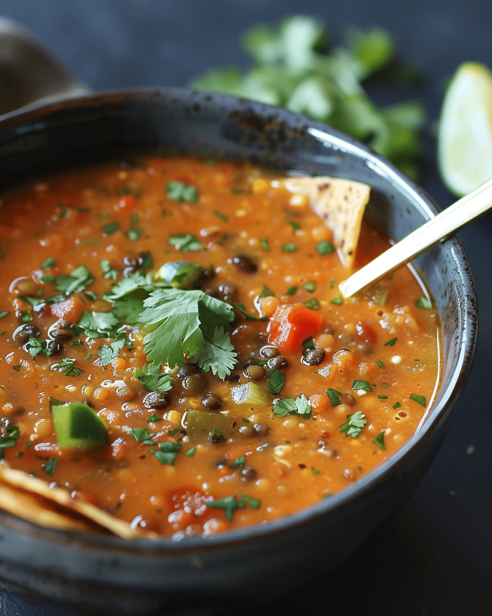 Vegan Lentil Tortilla Soup