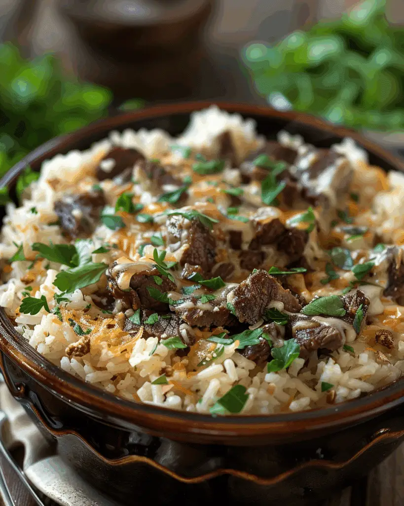 Cheesy Steak & Queso Rice