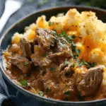 Slow Cooker Steak and Cheddar Potato Casserole