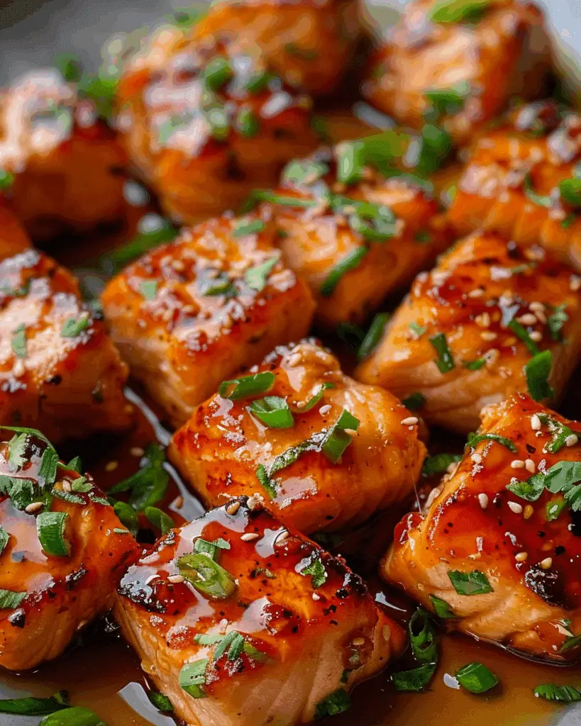 Spicy Sweet Hot Honey Salmon Bites