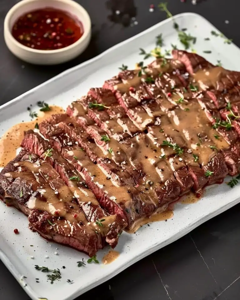 French Seared Steak with Cognac Cream Sauce