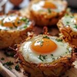 Eggs Nestled in Crispy Hash Brown Baskets