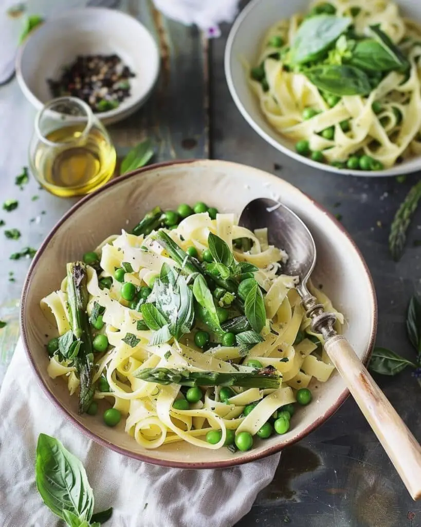 Tagliatelle with Asparagus & Peas