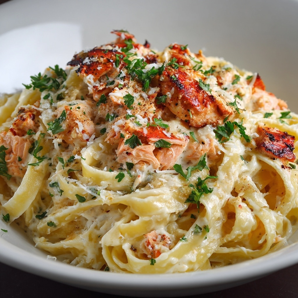 Cajun Lobster and Salmon Alfredo