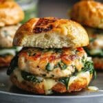 White Cheddar and Spinach Chicken Burgers