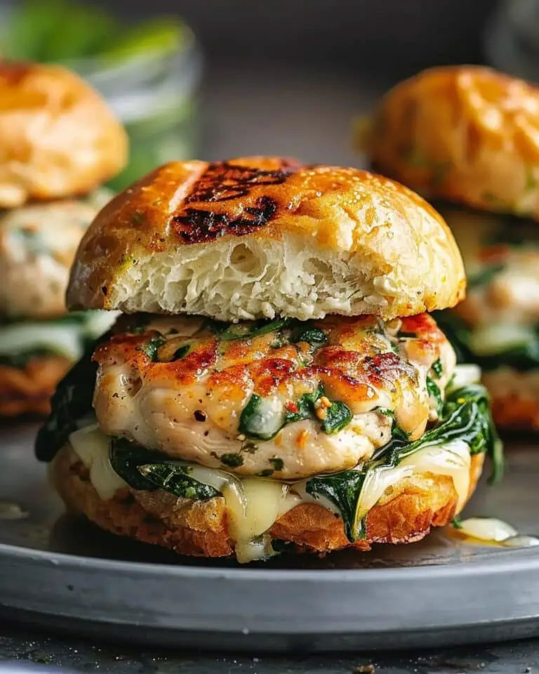 White Cheddar and Spinach Chicken Burgers