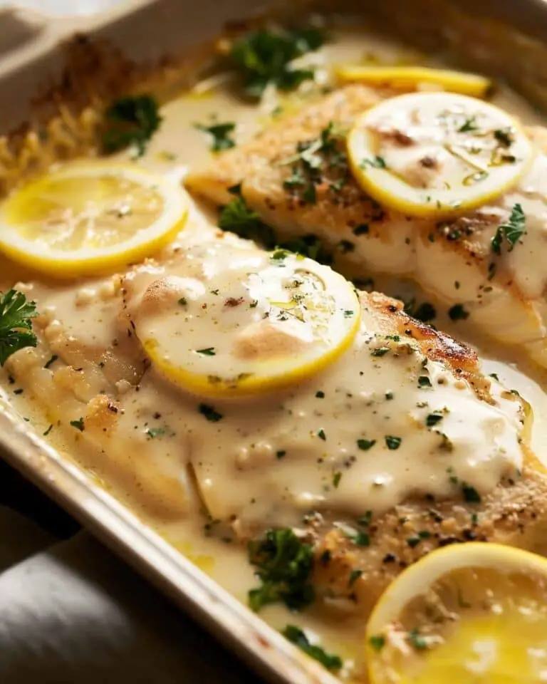 Baked Fish with Lemon Cream Sauce