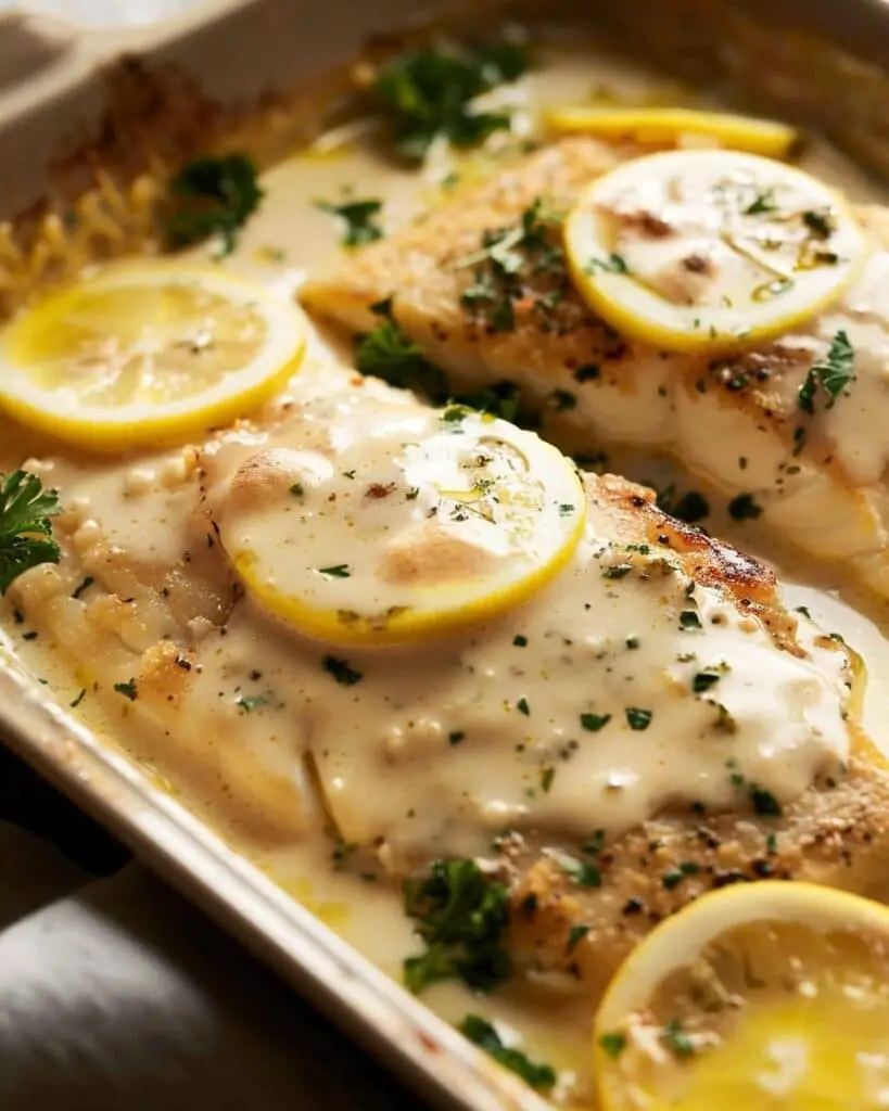 Baked Fish with Lemon Cream Sauce