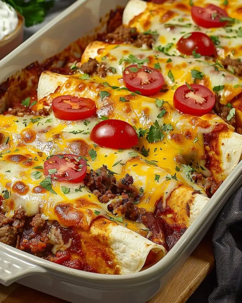 Pizza Enchiladas with Ground Beef