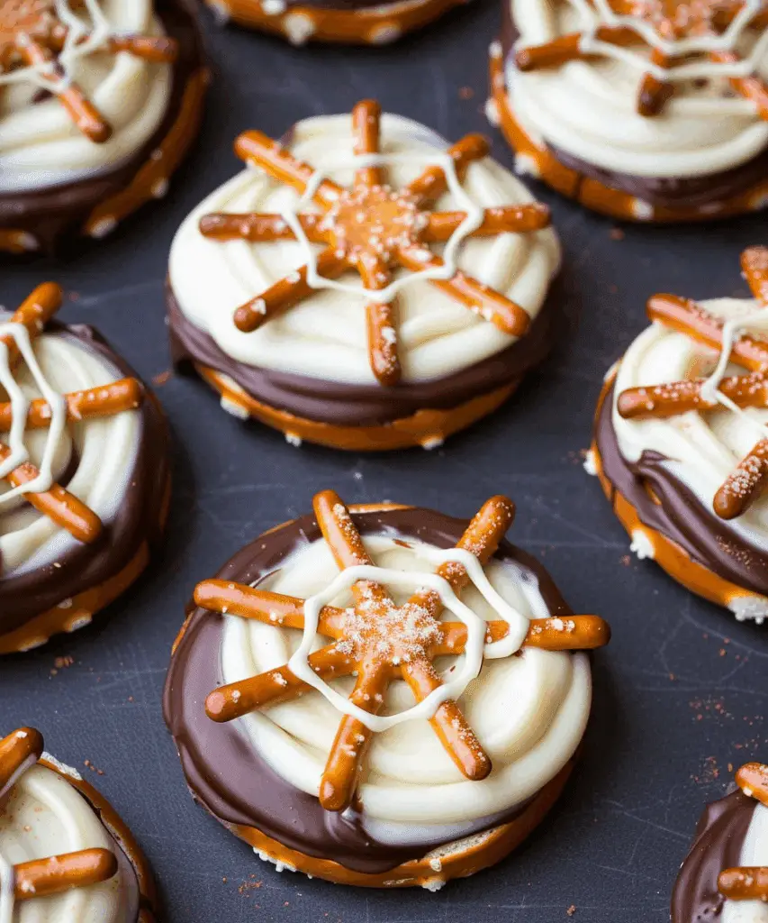 Chocolate Pretzel Spider Web