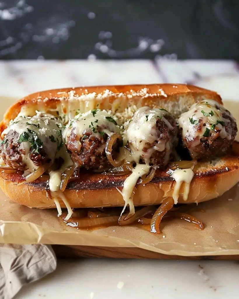 French Onion Meatball Sub