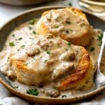 Homemade Sausage Gravy with Buttery Biscuits