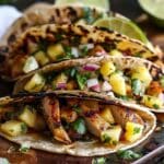 Teriyaki Chicken Tacos with Grilled Pineapple Pear Salsa
