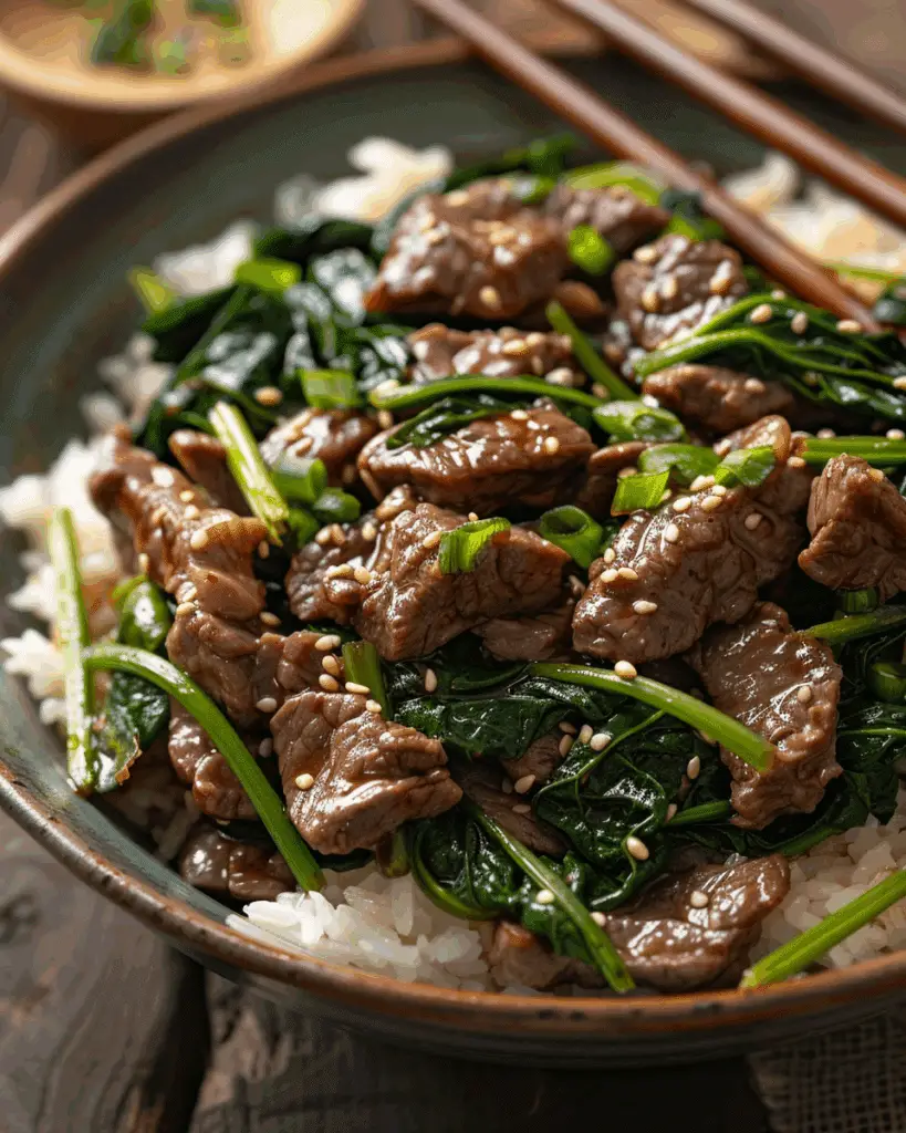 Chili Garlic Beef and Spinach Stir-Fry