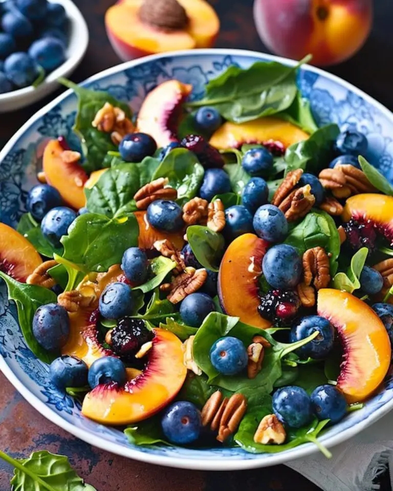 Peach Blueberry Spinach Salad