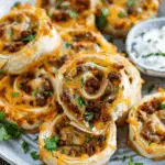 Taco Pinwheels with Cheese and a Creamy Dipping Sauce