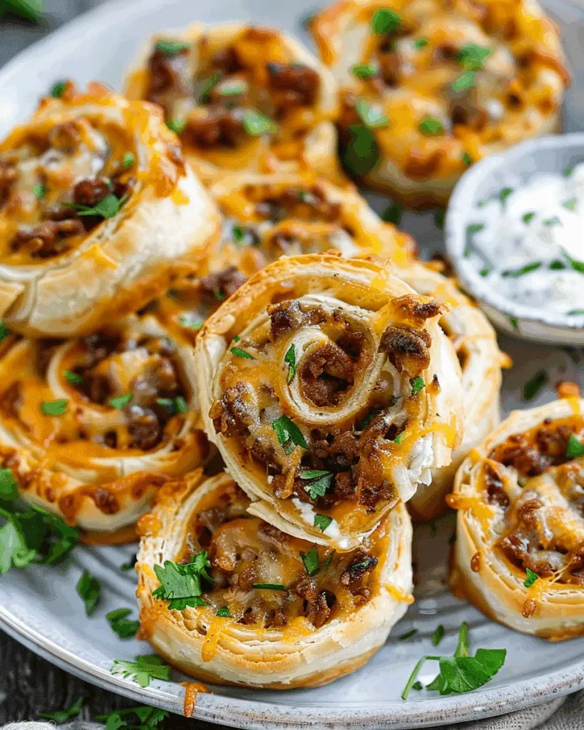 Taco Pinwheels with Cheese and a Creamy Dipping Sauce