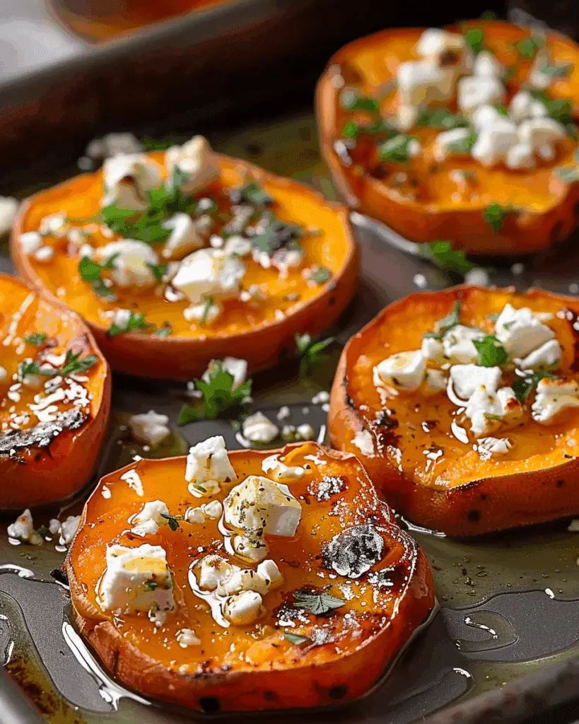 Roasted Sweet Potato Rounds with Honey & Feta