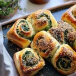 Garlic Herb & Spinach Puff Pastry Rolls