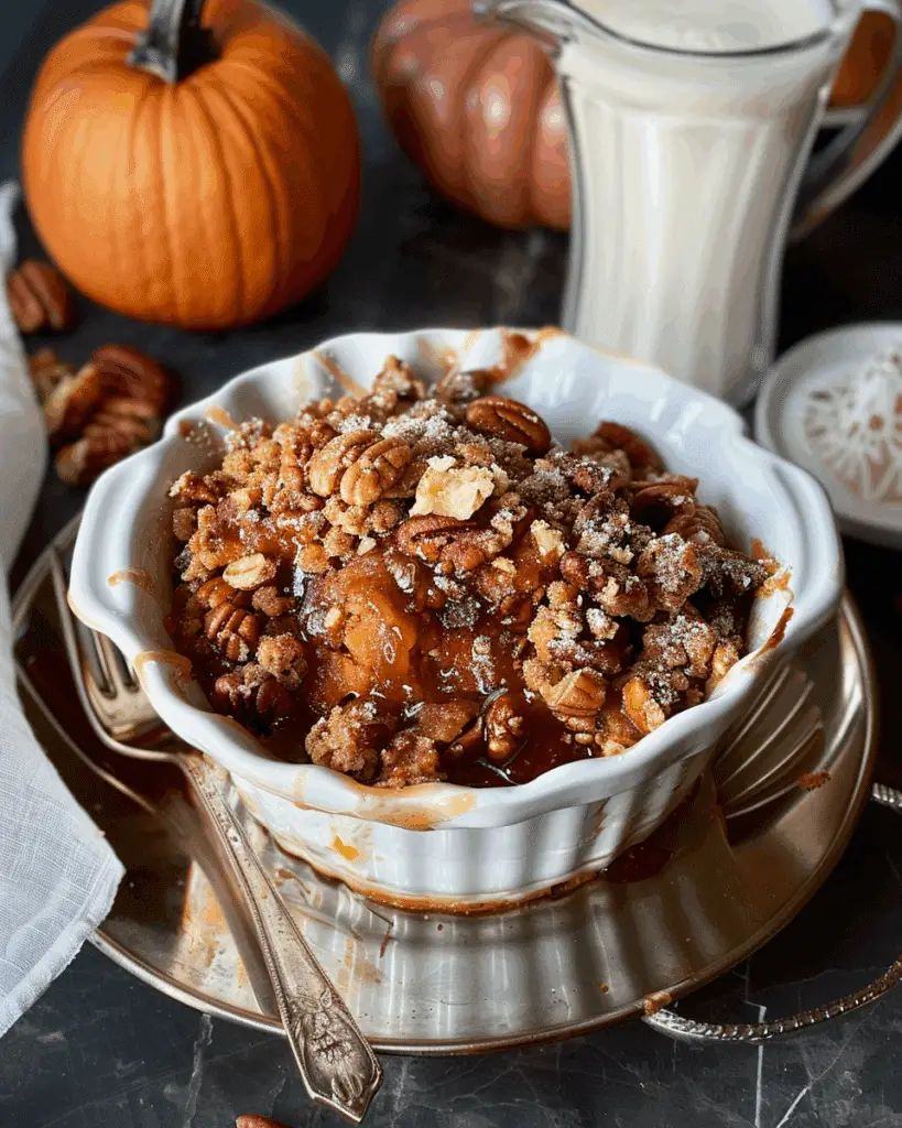 Pumpkin Pecan Crisp with Maple Cinnamon Brown Butter Sauce