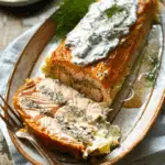 Salmon Coulibiac with Herby Horseradish Cream