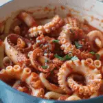 Octopus Stewed in Tomato Sauce Cooked with Short Pasta
