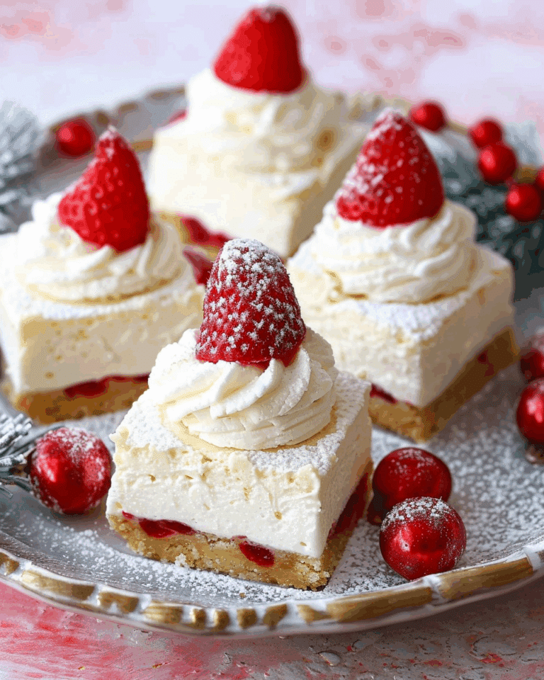 Santa Hat Crispy-Treat Cheesecake Squares