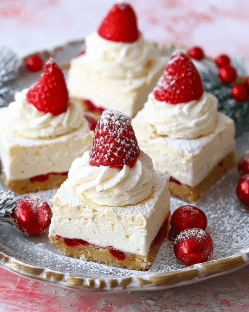 Santa Hat Crispy-Treat Cheesecake Squares