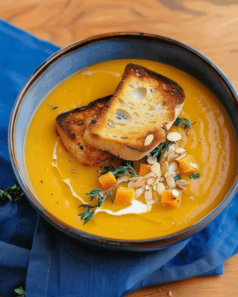 Butternut Squash Soup with Cheesy Toast Points