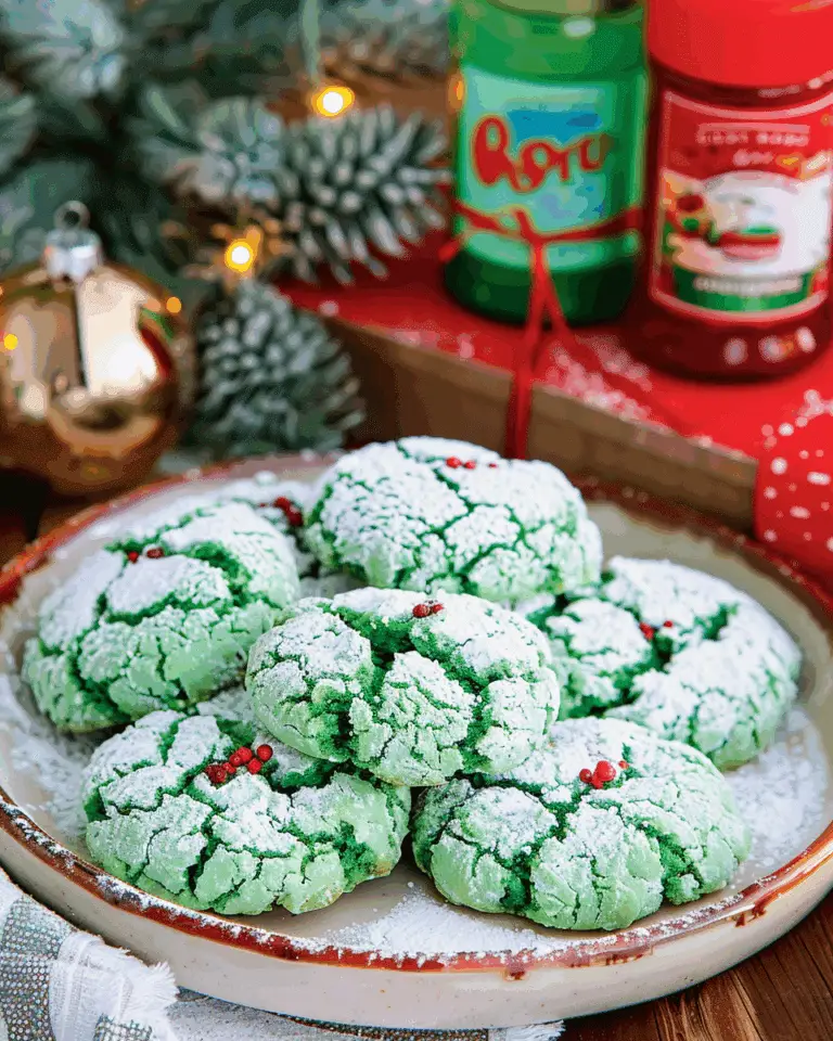Grinch Crinkle Cookies