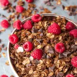Homemade Chocolate Granola with Raspberries