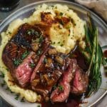 Ribeye and Roasted Garlic Pan Sauce