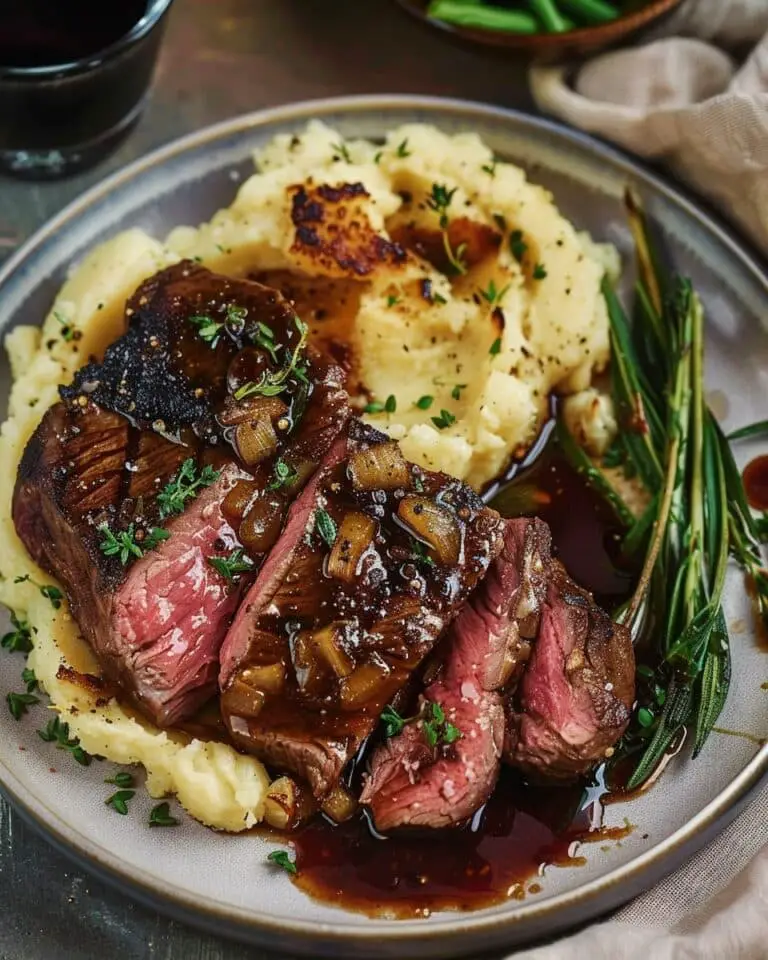 Ribeye and Roasted Garlic Pan Sauce