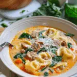 Creamy Chicken Sausage & Tortellini Soup