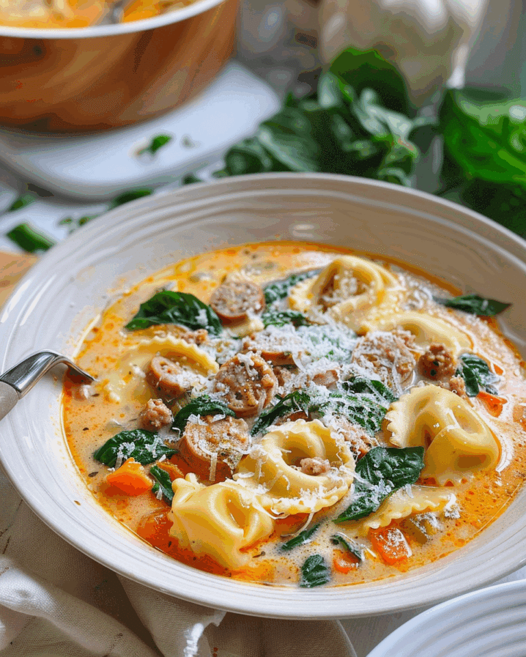 Creamy Chicken Sausage & Tortellini Soup