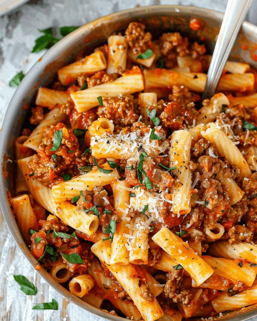 Ground Beef Pasta Recipe in Tomato Sauce