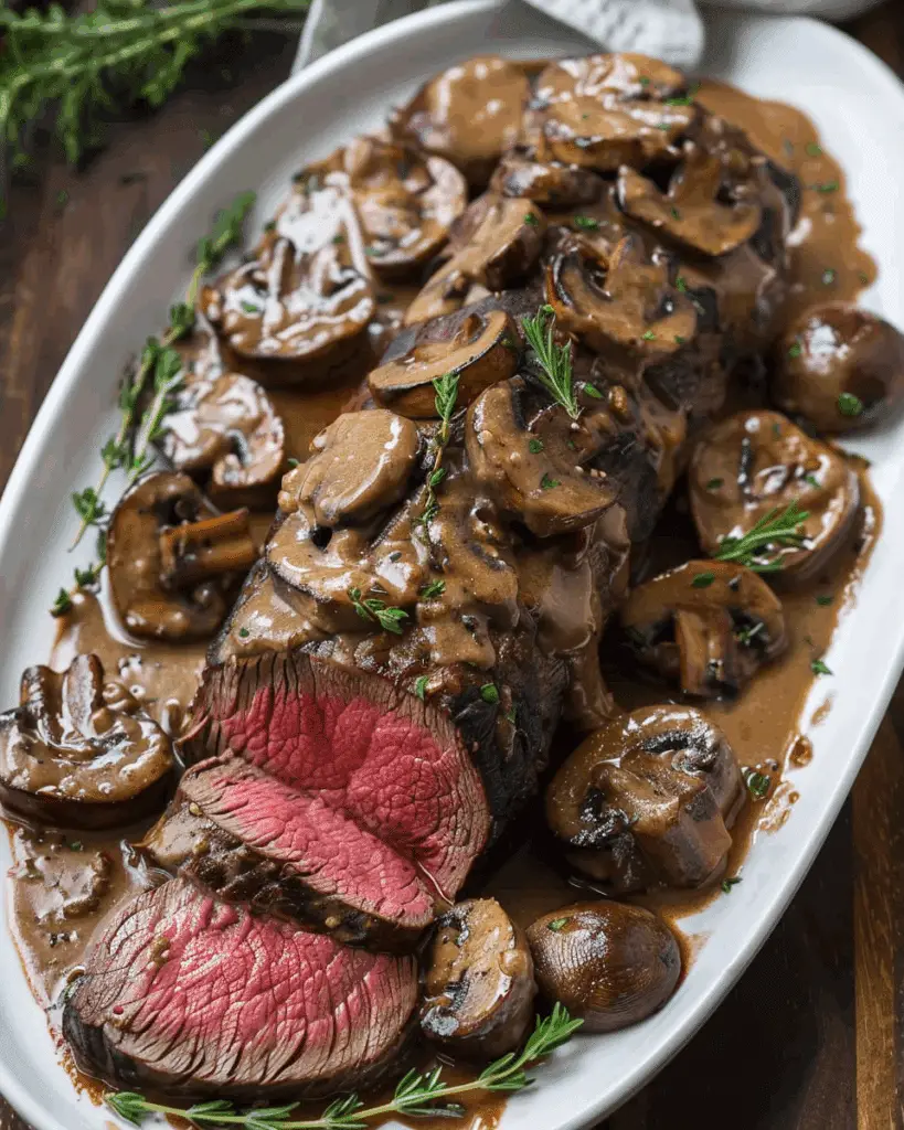Beef Tenderloin with Mushroom Sauce