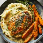 Creamy Herb Chicken with Mashed Potatoes & Glazed Carrots