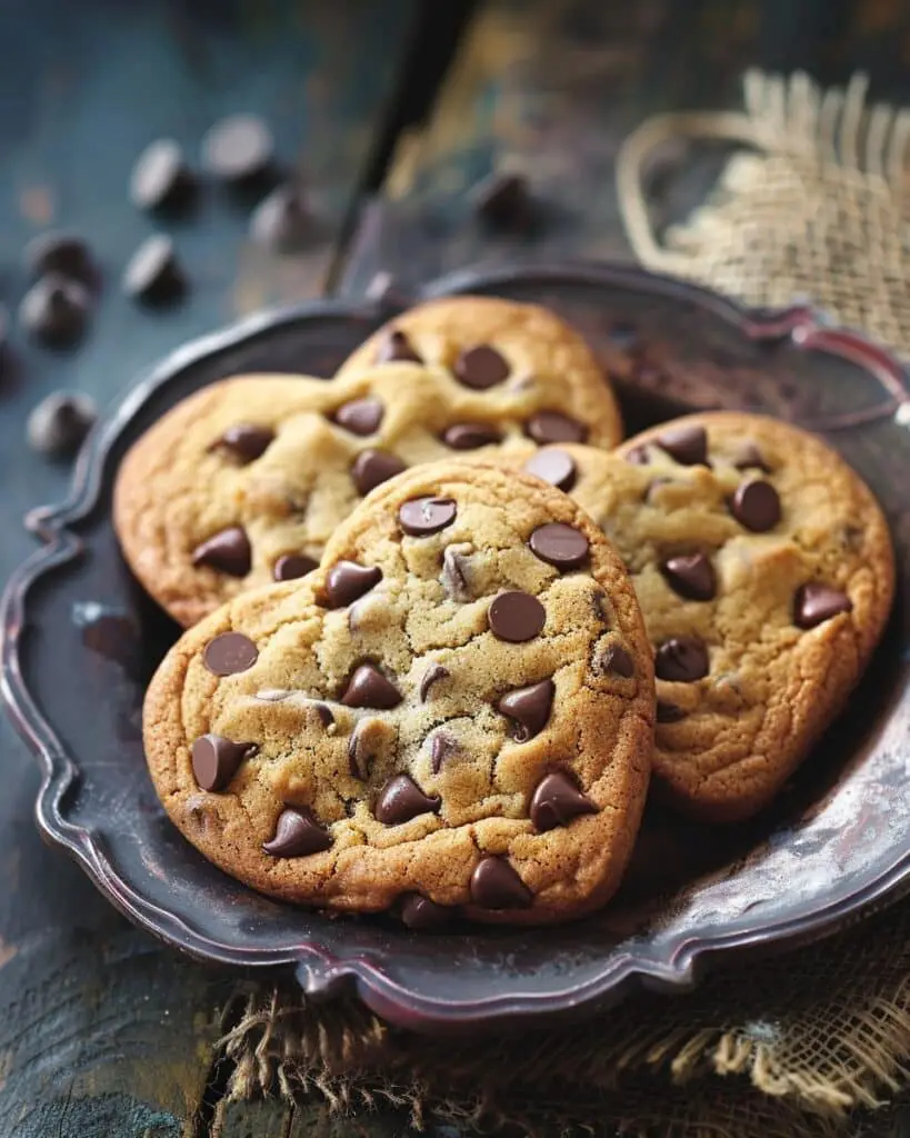 Heart-Shaped Chocolate Chip Cookies