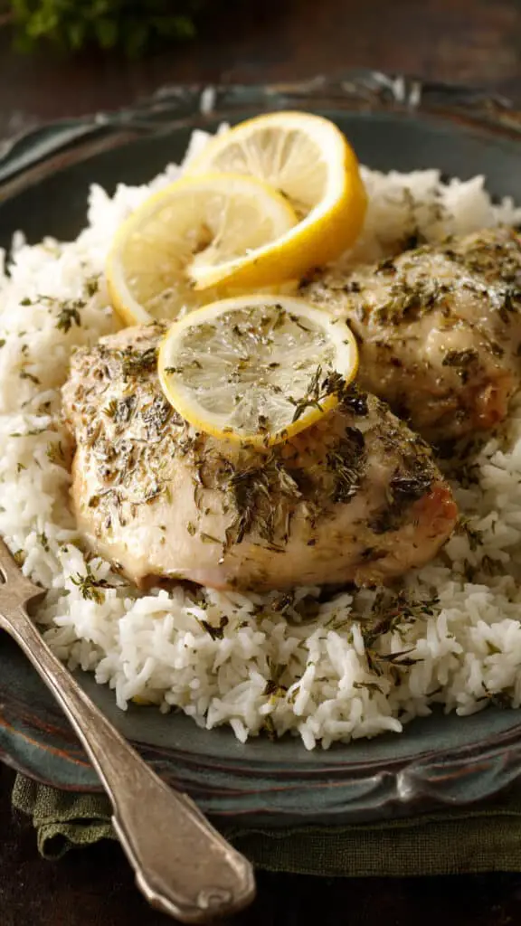 Slow Cooker Lemon Herb Chicken and Rice