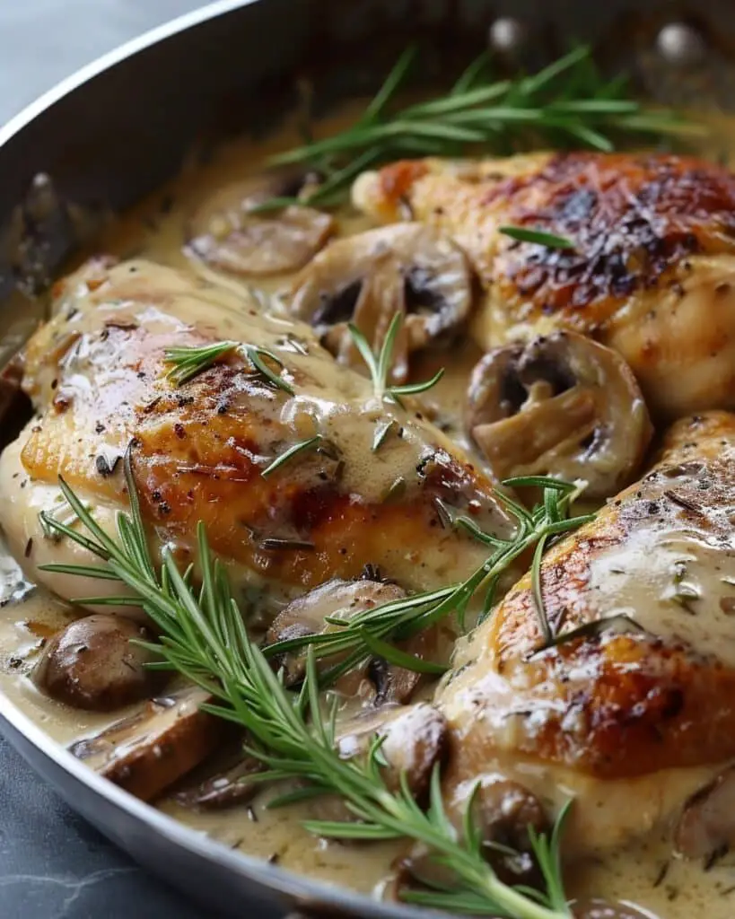 Creamy Mushroom Rosemary Chicken with Gruyere