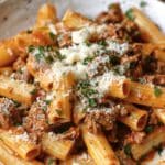 Creamy Parmesan Beef Rigatoni