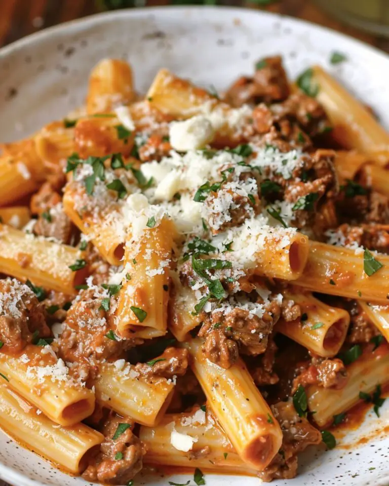 Creamy Parmesan Beef Rigatoni